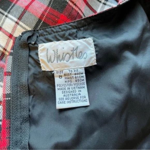 Vintage Milkmaid Plaid Designed in Australia Mini dress Burgundy black size 8 - Picture 7 of 7
